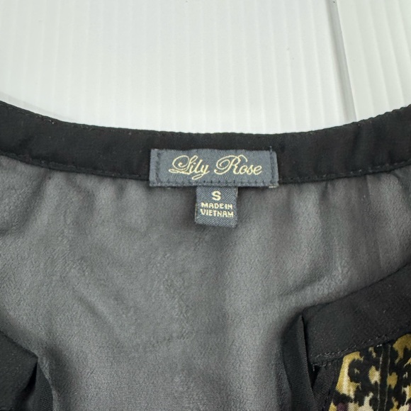 409. Lily‎ Rose Black, Gold & Purple Patterned Blouse (S) - Picture 3 of 10